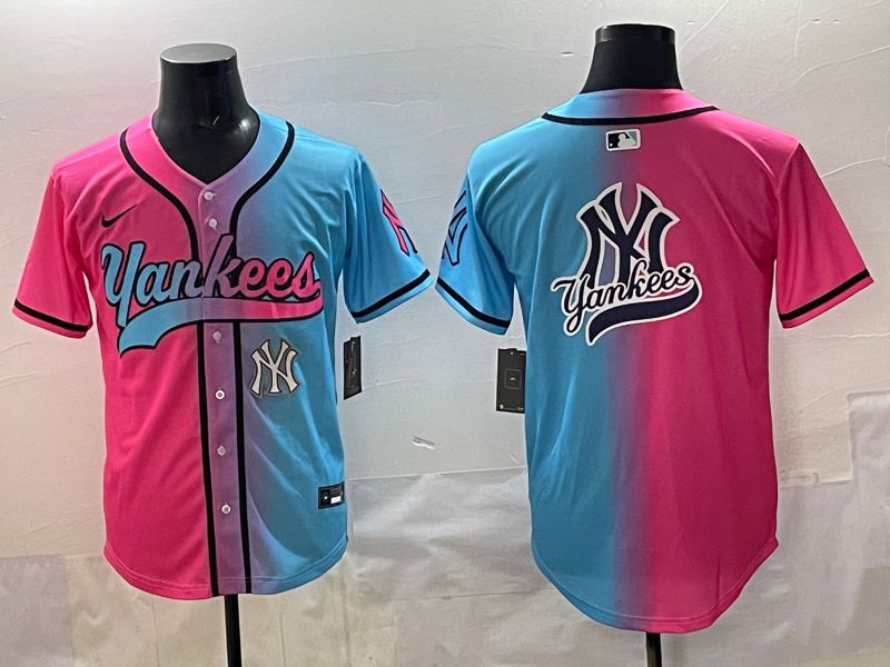 Men 2025 New York Yankees Blank Blue pink Game Nike MLB Jersey style 0020->new york yankees->MLB Jersey